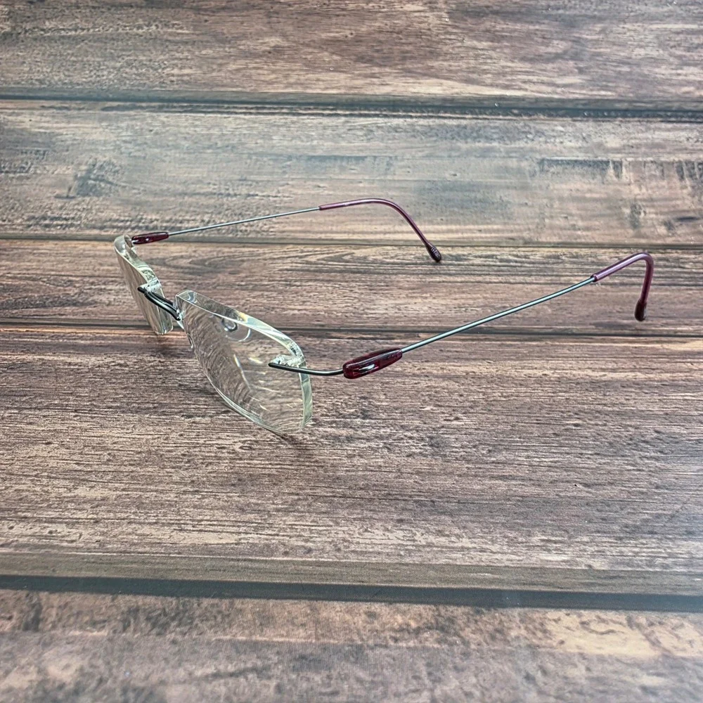 Silhouette 7441 Rimless Eyeglasses Silver Burgundy Titanium Frame Austria